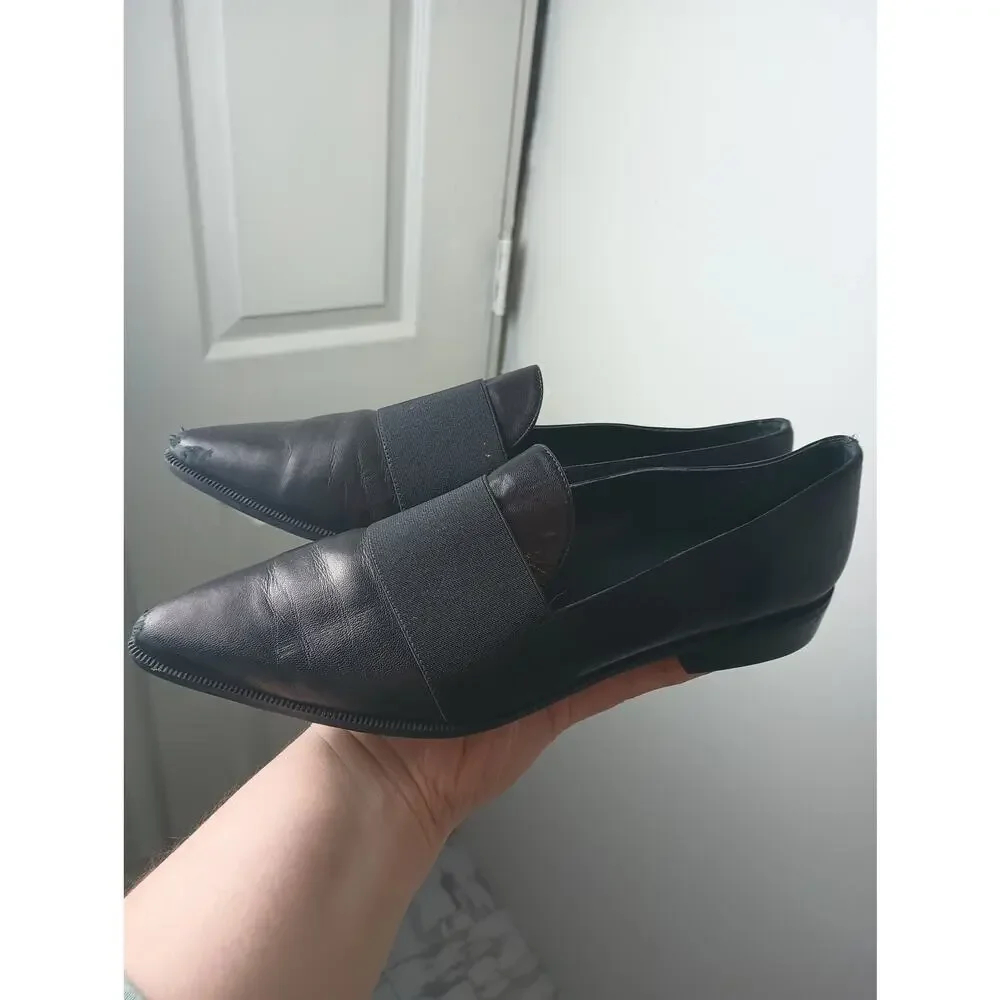 Stuart Weitzman Leather‎ Grosgrain Band Pointed Toe Loafers Flats 8.5 * Flawed